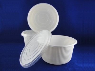 CS-129 PP Round White Bowl w/ PP Lid